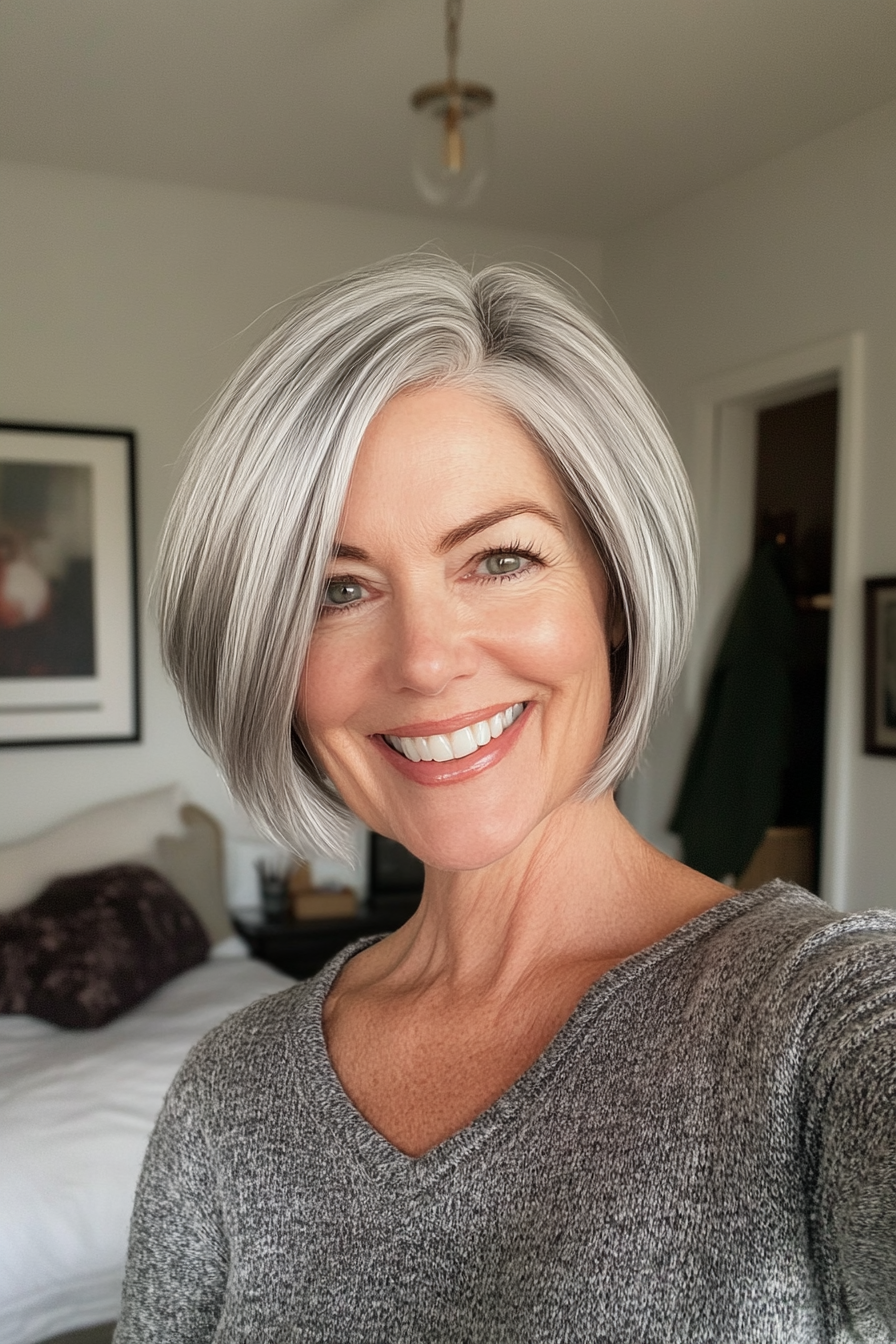 11. Tapered Cut in Frosty Silver (Short Hairstyles For Women Over 50) - Short Hairstyles For Women Over 50