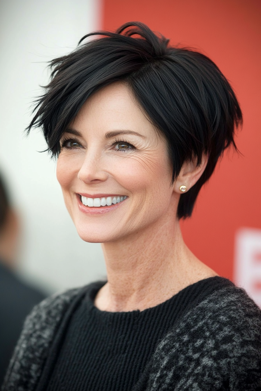 15. Boyish Pixie in Jet Black (Short Hairstyles For Women Over 50) - Short Hairstyles For Women Over 50