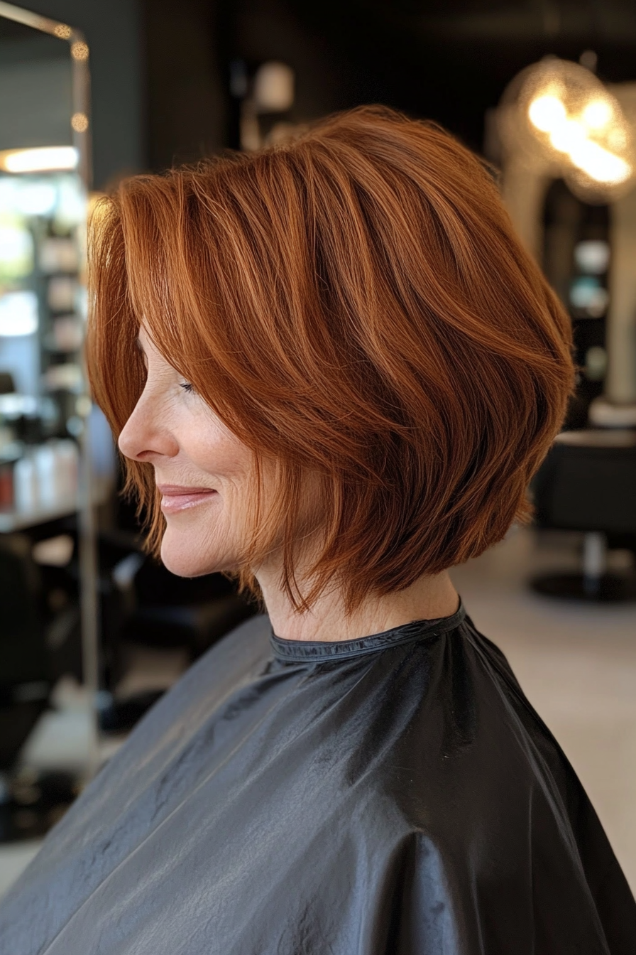 18. Graduated Bob in Warm Auburn (Short Hairstyles For Women Over 50) - Short Hairstyles For Women Over 50