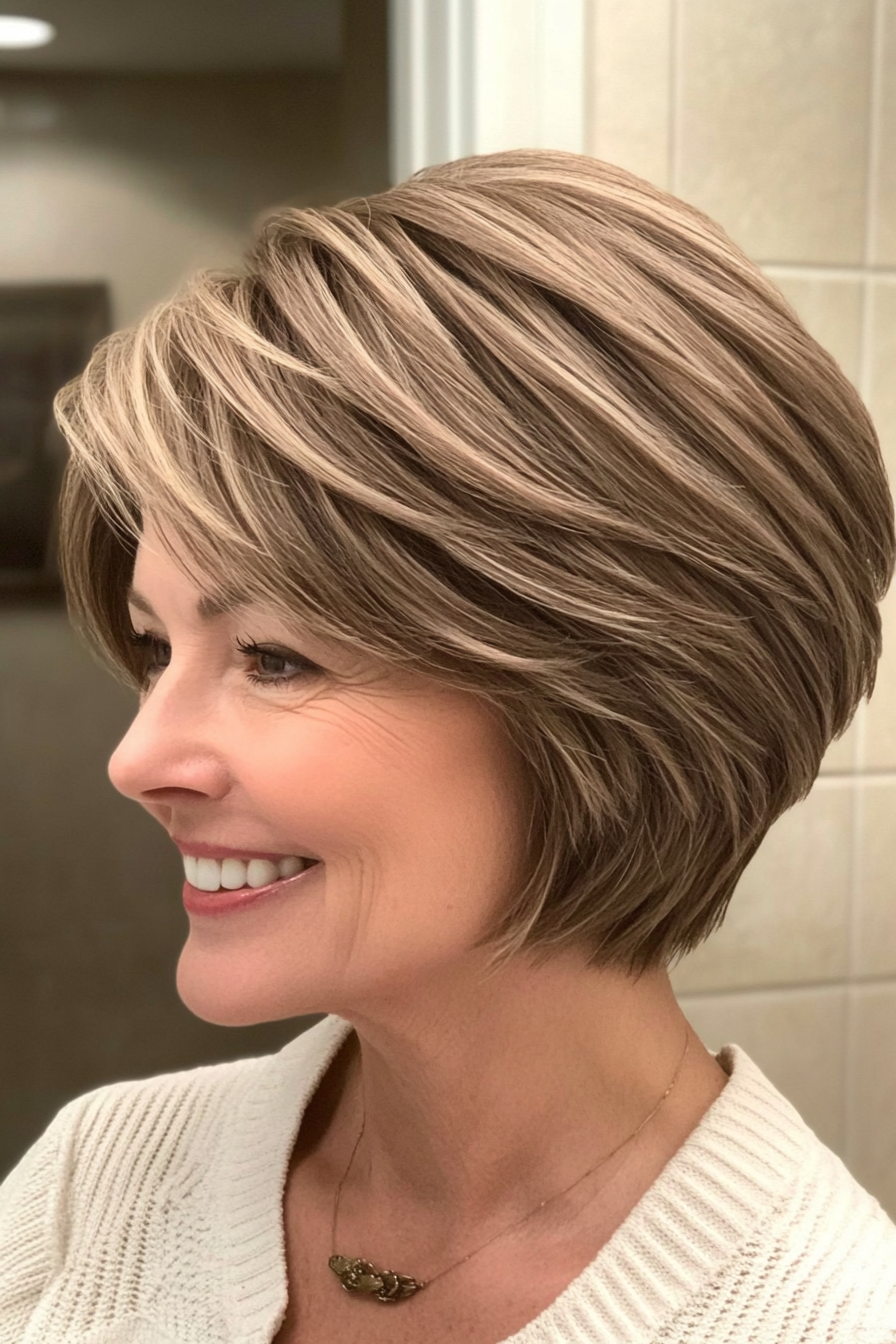 21. Layered Pixie in Medium Brown (Short Hairstyles For Women Over 50) - Short Hairstyles For Women Over 50
