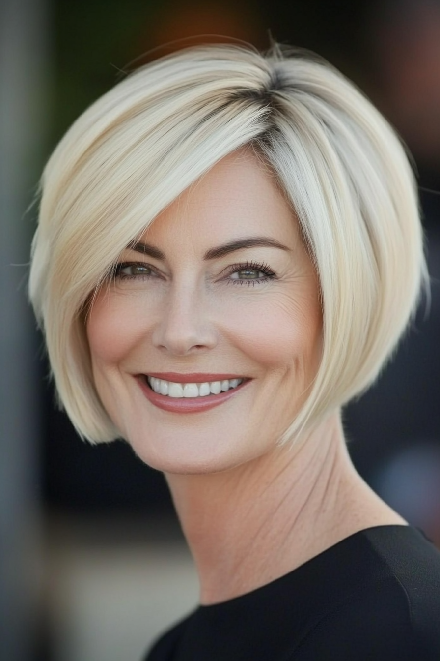 22. Ear-Length Bob in Ivory Blonde (Short Hairstyles For Women Over 50) - Short Hairstyles For Women Over 50