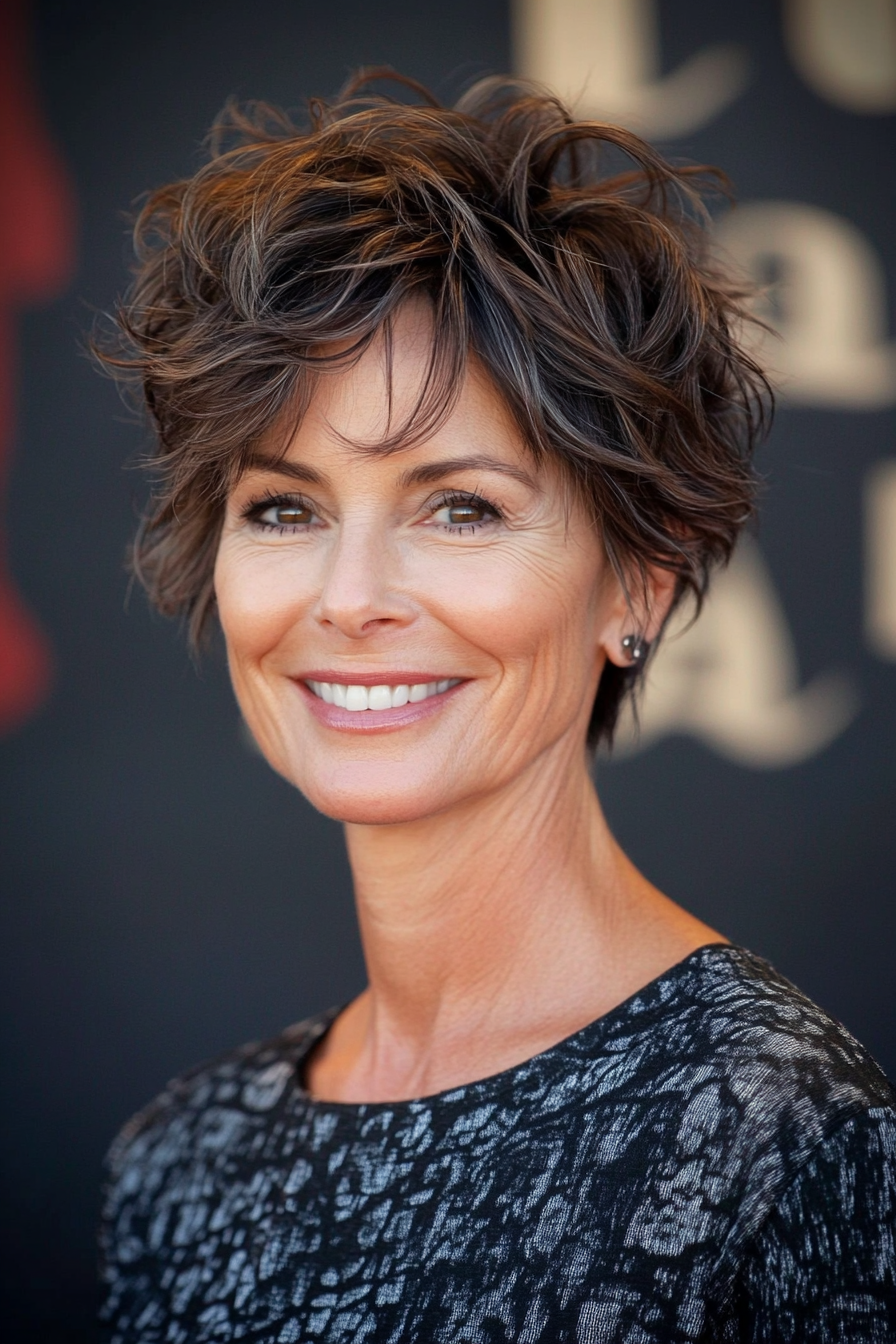 23. Messy Crop in Natural Brunette (Short Hairstyles For Women Over 50) - Short Hairstyles For Women Over 50