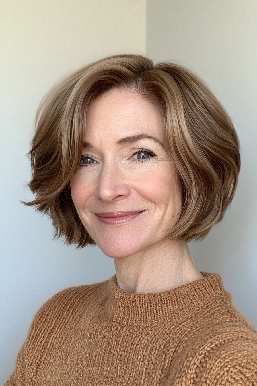 24. Bouncy Bob in Soft Caramel (Short Hairstyles For Women Over 50) - Short Hairstyles For Women Over 50