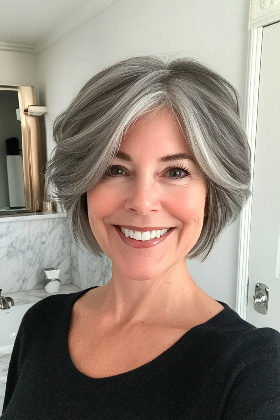 25. Classic Shag in Smoky Gray (Short Hairstyles For Women Over 50) - Short Hairstyles For Women Over 50