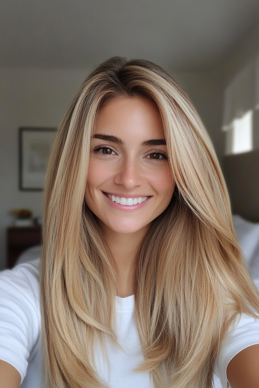 7. Subtle Layers with Honey Blonde Hues (Hairstyles For Thin Straight Hair) - Hairstyles For Thin Straight Hair