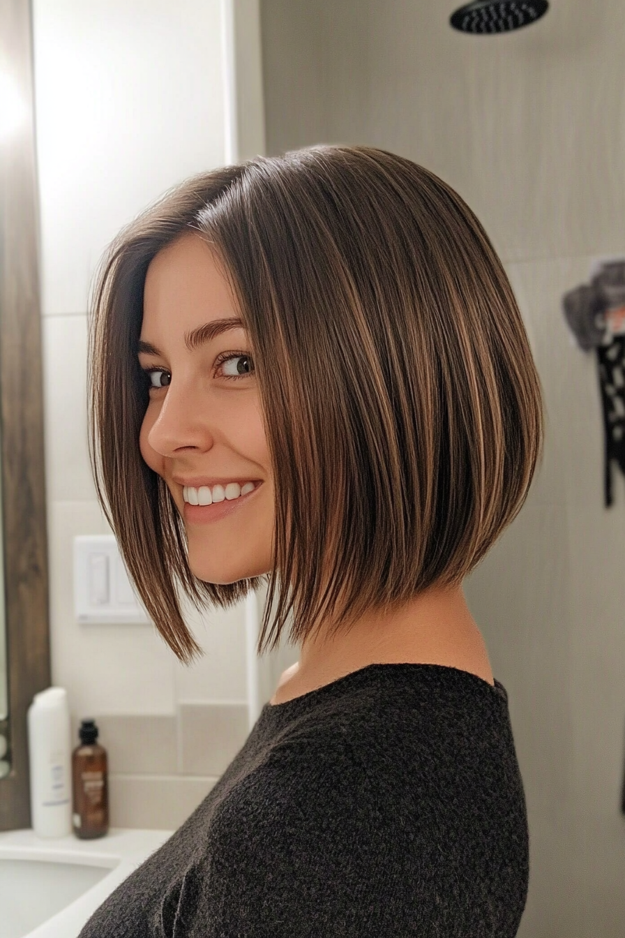 20. Disconnected Bob in Neutral Brunette (Hairstyles For Thin Straight Hair) - Hairstyles For Thin Straight Hair