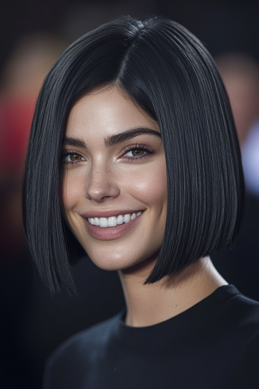 2. Classic Shoulder-Length Bob in Jet Black (Shoulder Length Hairstyles) - Shoulder Length Hairstyles
