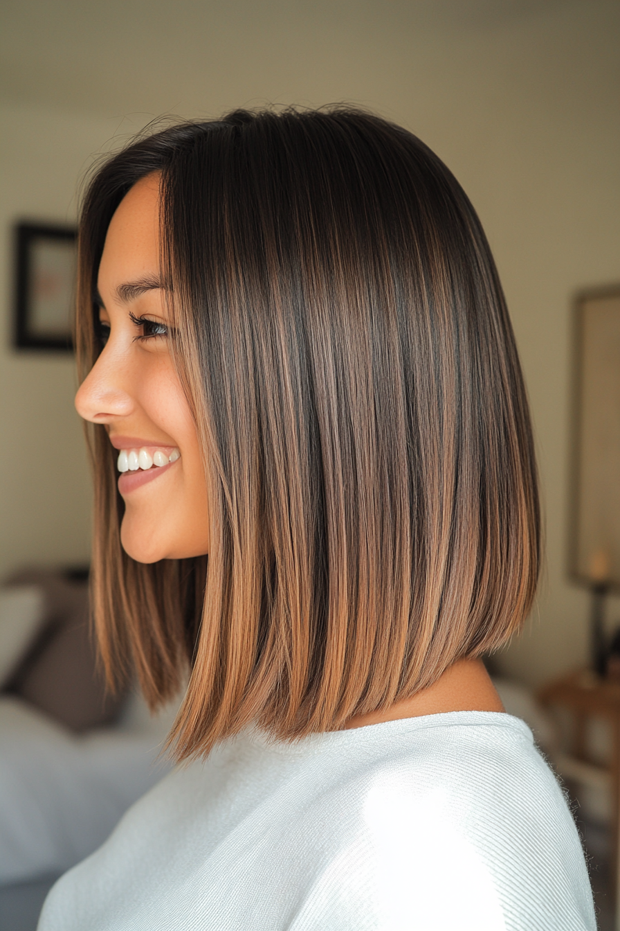 12. Shoulder-Length Bob with Mocha Ombre (Shoulder Length Hairstyles) - Shoulder Length Hairstyles