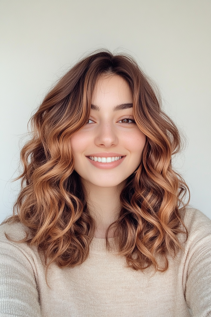 19. Shoulder-Length Curls with Chestnut Ombre (Shoulder Length Hairstyles) - Shoulder Length Hairstyles