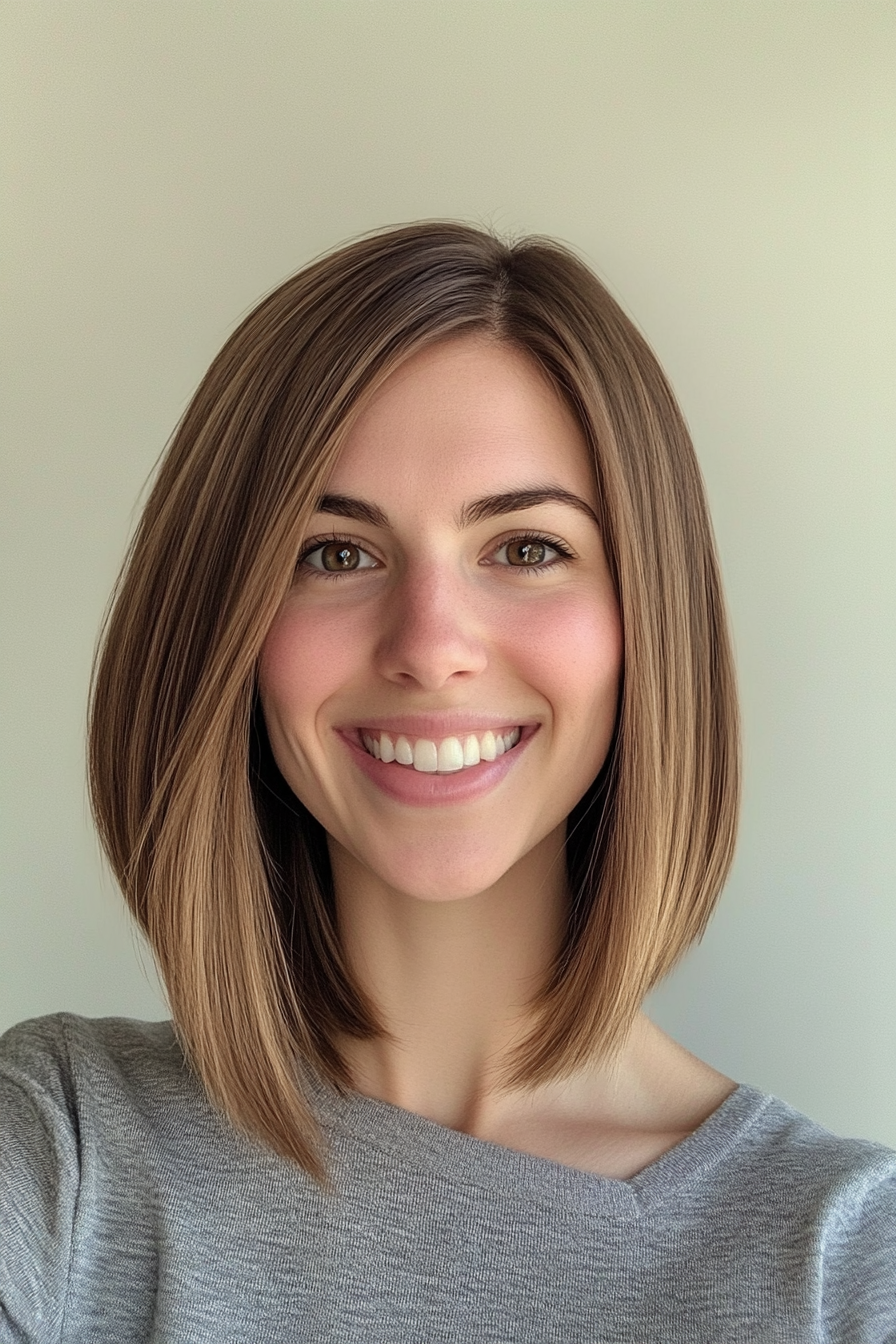 21. Classic Lob with Light Brown Undertones (Shoulder Length Hairstyles) - Shoulder Length Hairstyles