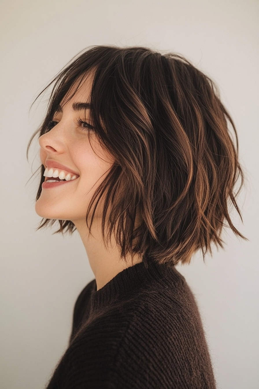 22. Textured Shoulder-Length Bob with Sable (Shoulder Length Hairstyles) - Shoulder Length Hairstyles