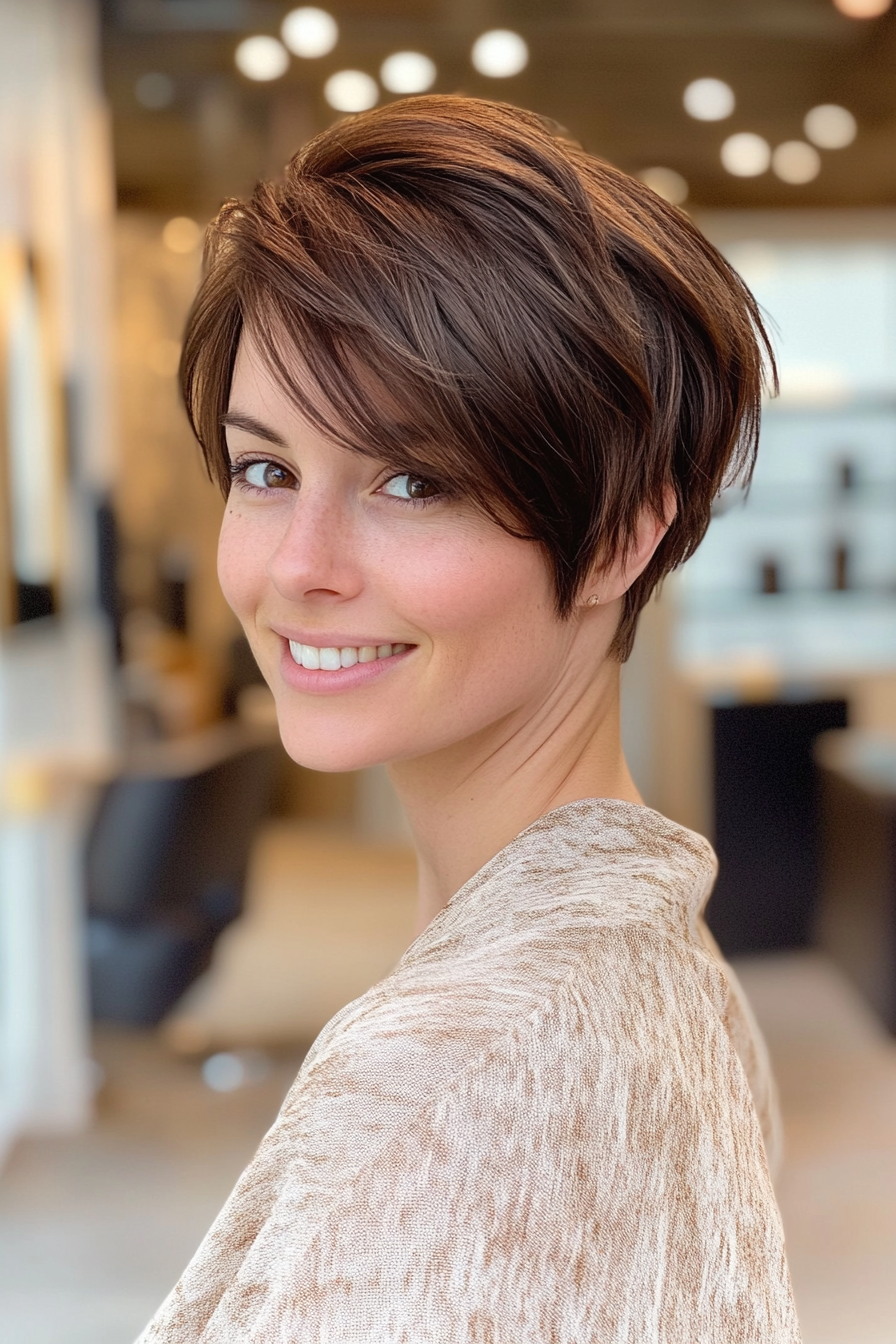 1. Classic Chestnut Shag Pixie (Long Pixie Cuts) - Long Pixie Cuts
