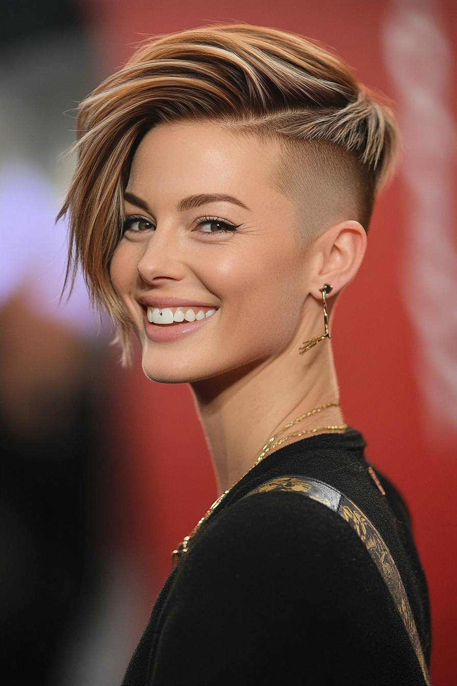 13. Iced Brown Undercut Pixie (Long Pixie Cuts) - Long Pixie Cuts