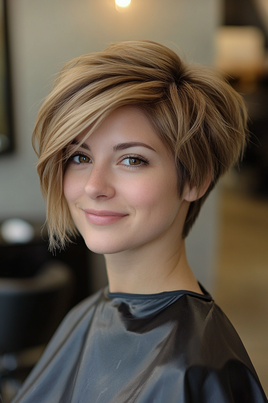 14. Dark Blonde Side-Parted Pixie (Long Pixie Cuts) - Long Pixie Cuts
