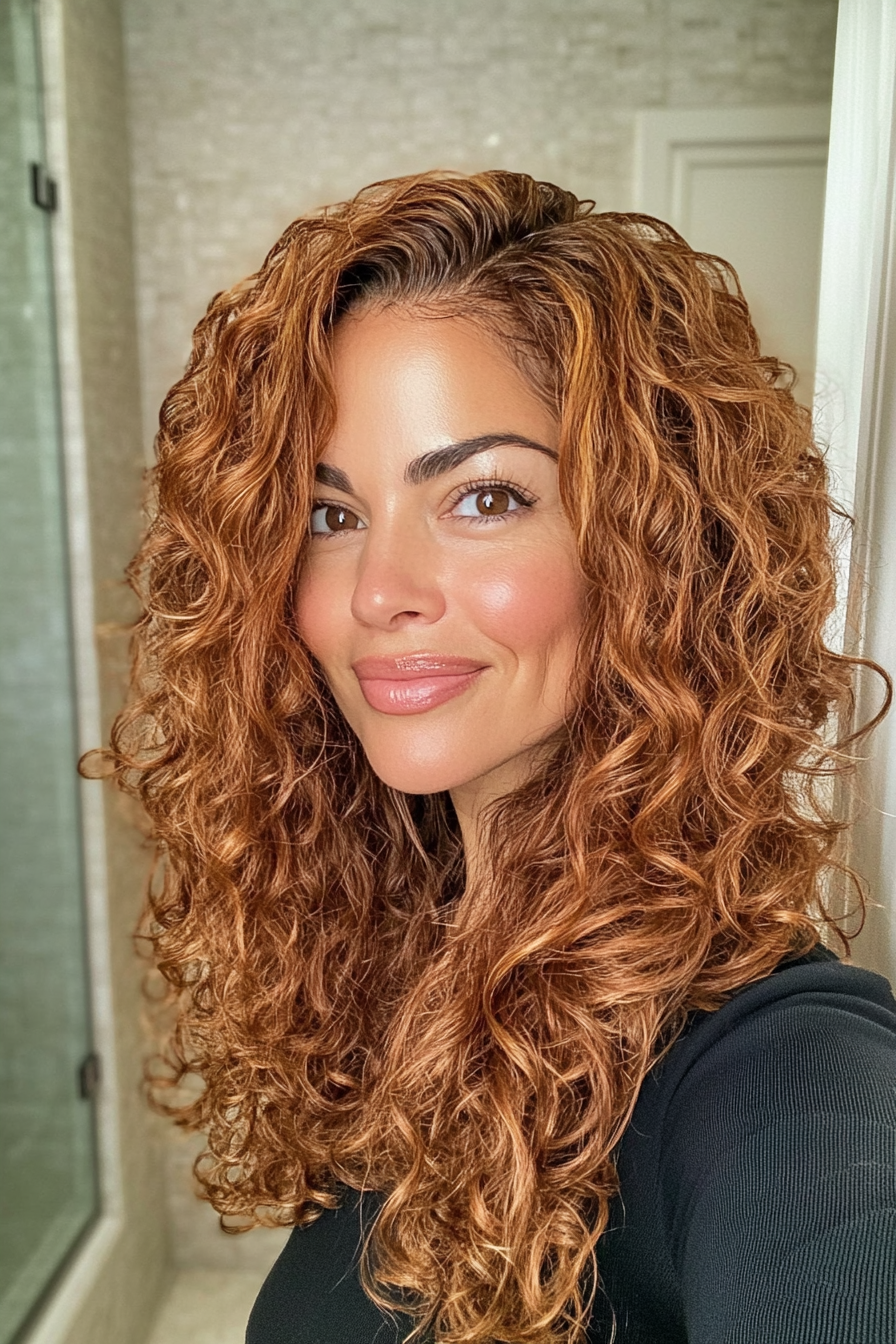 18. Rich Cinnamon Curly Pixie (Long Pixie Cuts) - Long Pixie Cuts