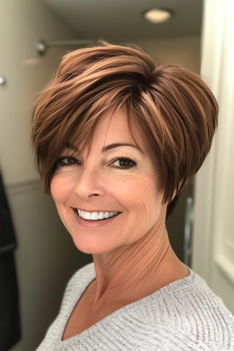 1. Soft Layered Pixie with Chestnut Brown (Pixie Hairstyles For Women Over 50) - Pixie Hairstyles For Women Over 50
