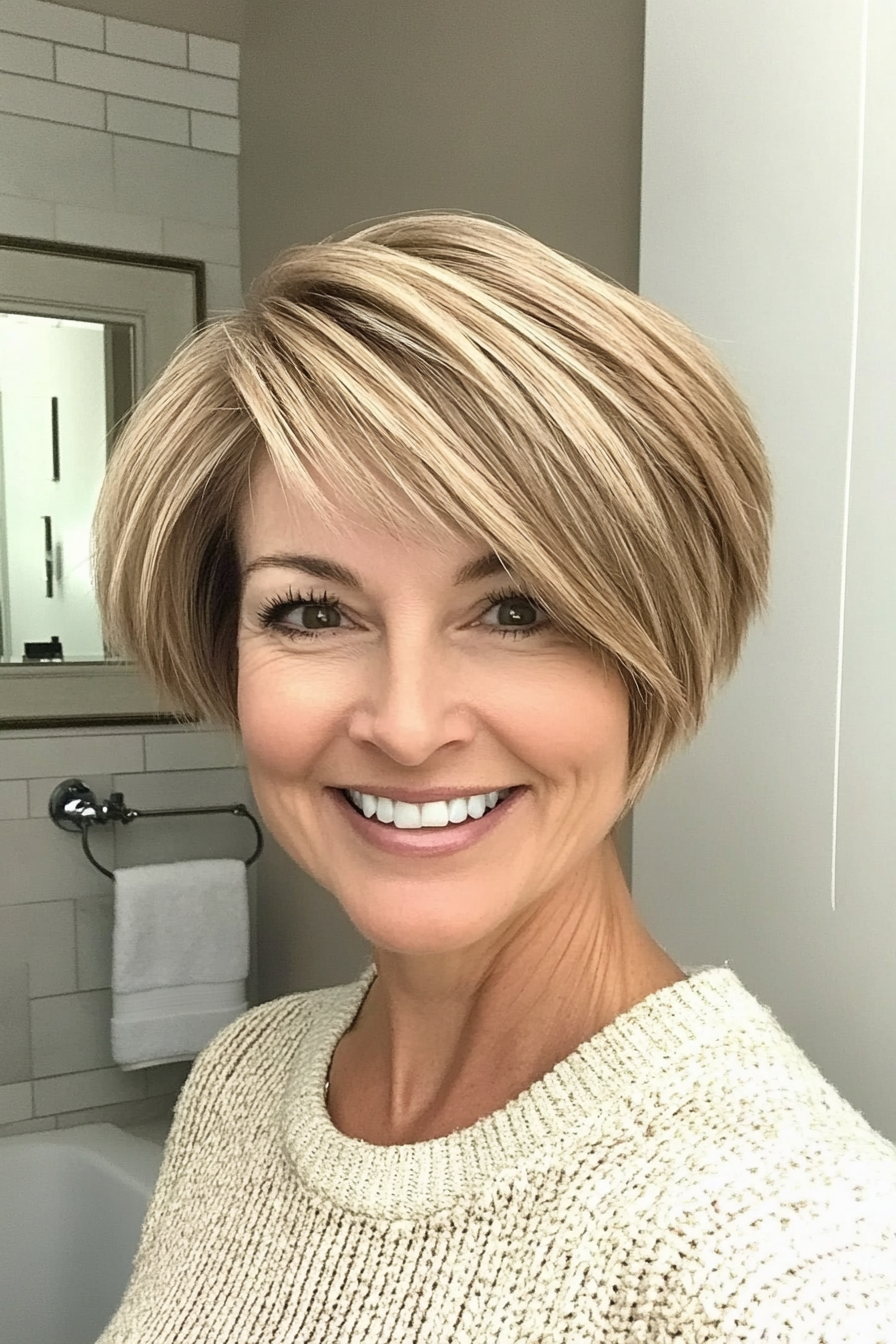 14. Pixie Bob with Sandy Blonde Shades (Pixie Hairstyles For Women Over 50) - Pixie Hairstyles For Women Over 50