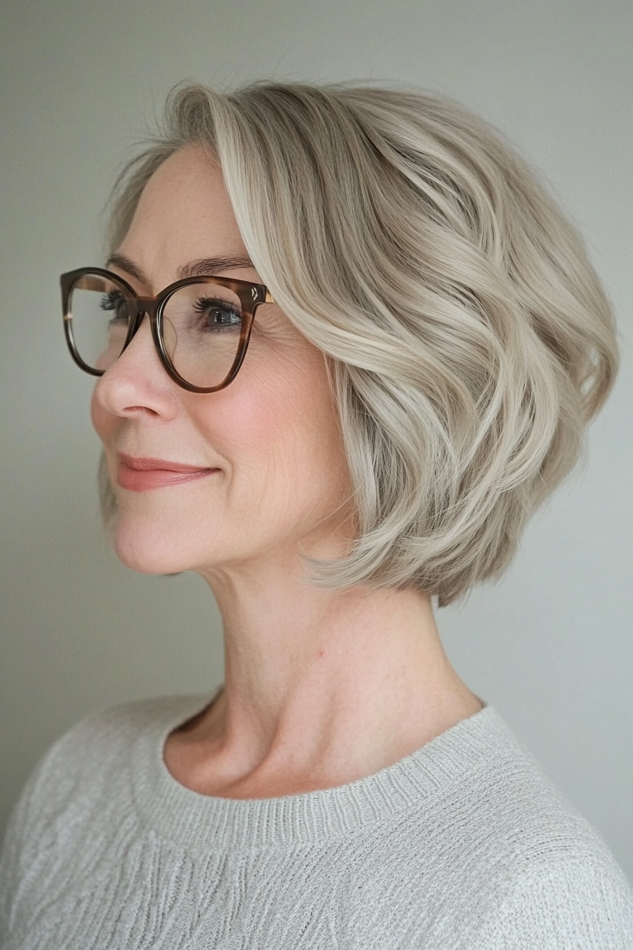 19. Dark Blonde Cropped Wave (Short Hairstyles For Women Over 50 With Glasses) - Short Hairstyles For Women Over 50 With Glasses