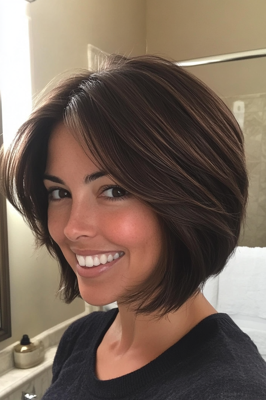 3. Layered Bob in Dark Espresso (Bob Hairstyles For Thin Hair) - Bob Hairstyles For Thin Hair