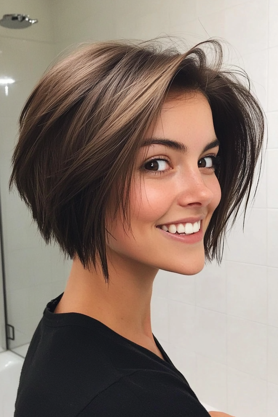 7. Razored Bob in Dark Mocha (Bob Hairstyles For Thin Hair) - Bob Hairstyles For Thin Hair