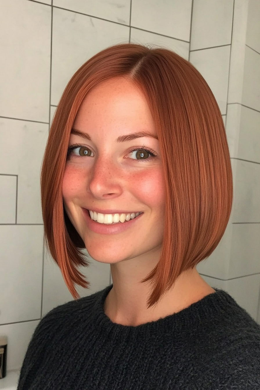 8. Classic French Bob in Warm Auburn (Bob Hairstyles For Thin Hair) - Bob Hairstyles For Thin Hair