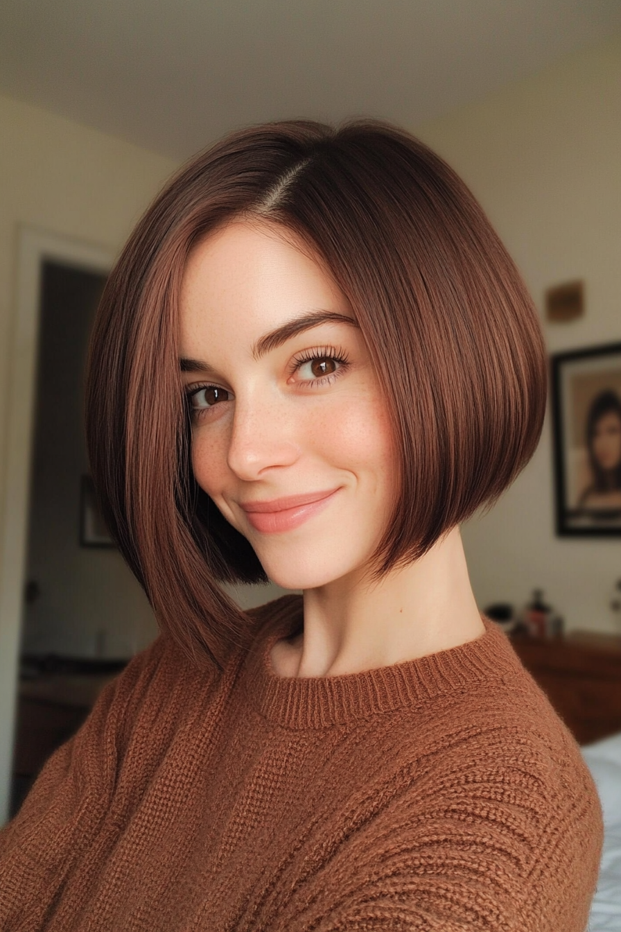 13. Collarbone Bob in Rich Mahogany (Bob Hairstyles For Thin Hair) - Bob Hairstyles For Thin Hair