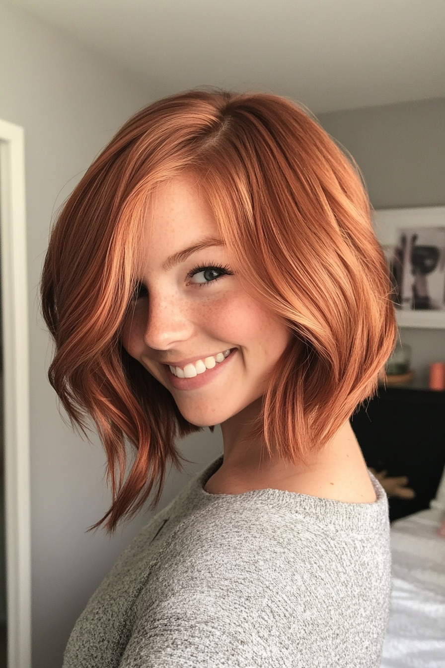 15. Wispy Bob in Soft Copper (Bob Hairstyles For Thin Hair) - Bob Hairstyles For Thin Hair