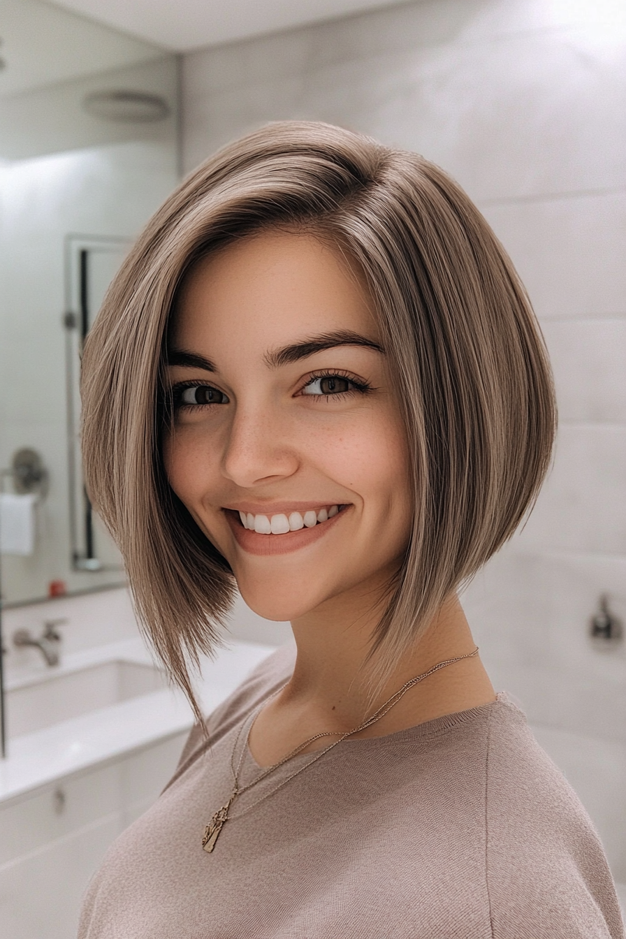 19. Side-Parted Bob in Light Ash Brown (Bob Hairstyles For Thin Hair) - Bob Hairstyles For Thin Hair