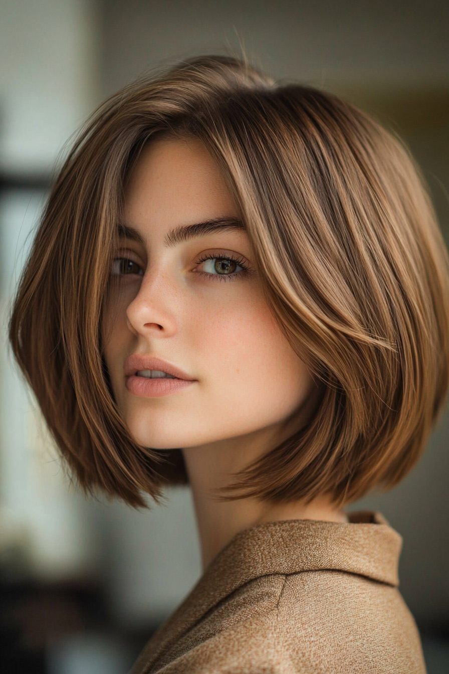 27. Soft Layered Bob in Chestnut Brown (Bob Hairstyles For Thin Hair) - Bob Hairstyles For Thin Hair