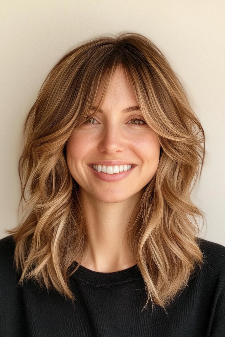 11. Tapered Shag with Light Brown Balayage (Medium Length Shaggy Haircuts) - Medium Length Shaggy Haircuts