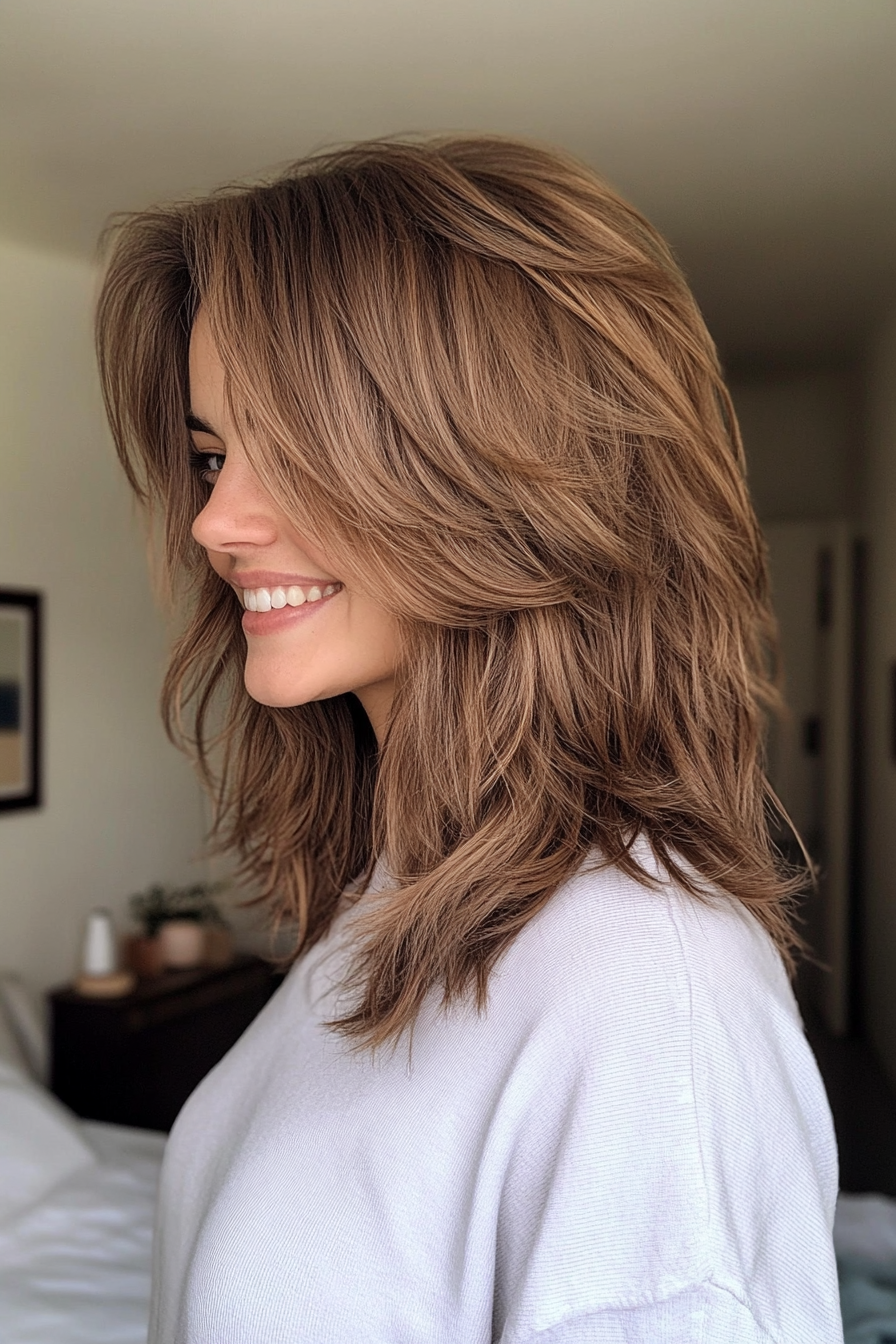 15. Subtle Wolf Shag in Warm Chestnut (Medium Length Shaggy Haircuts) - Medium Length Shaggy Haircuts