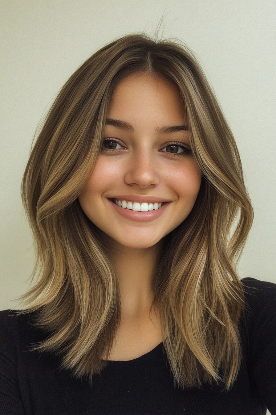 17. Collarbone-Length Lob with Subtle Ash Blonde Balayage (Medium Length Hairstyles For Thin Hair) - Medium Length Hairstyles For Thin Hair