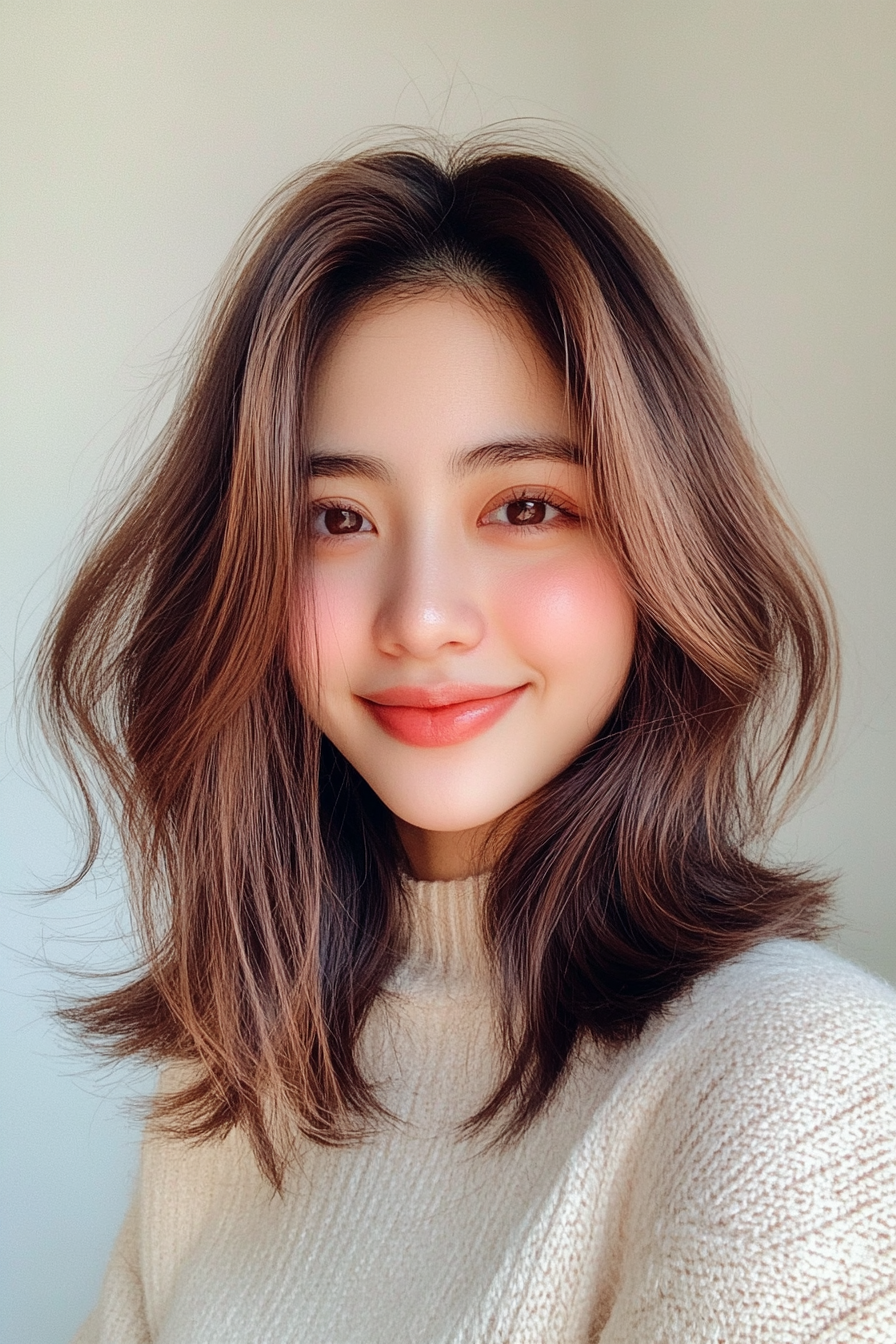 15. Airy Layers with Light Mocha Brown (Medium Length Hairstyles For Thin Hair) - Medium Length Hairstyles For Thin Hair