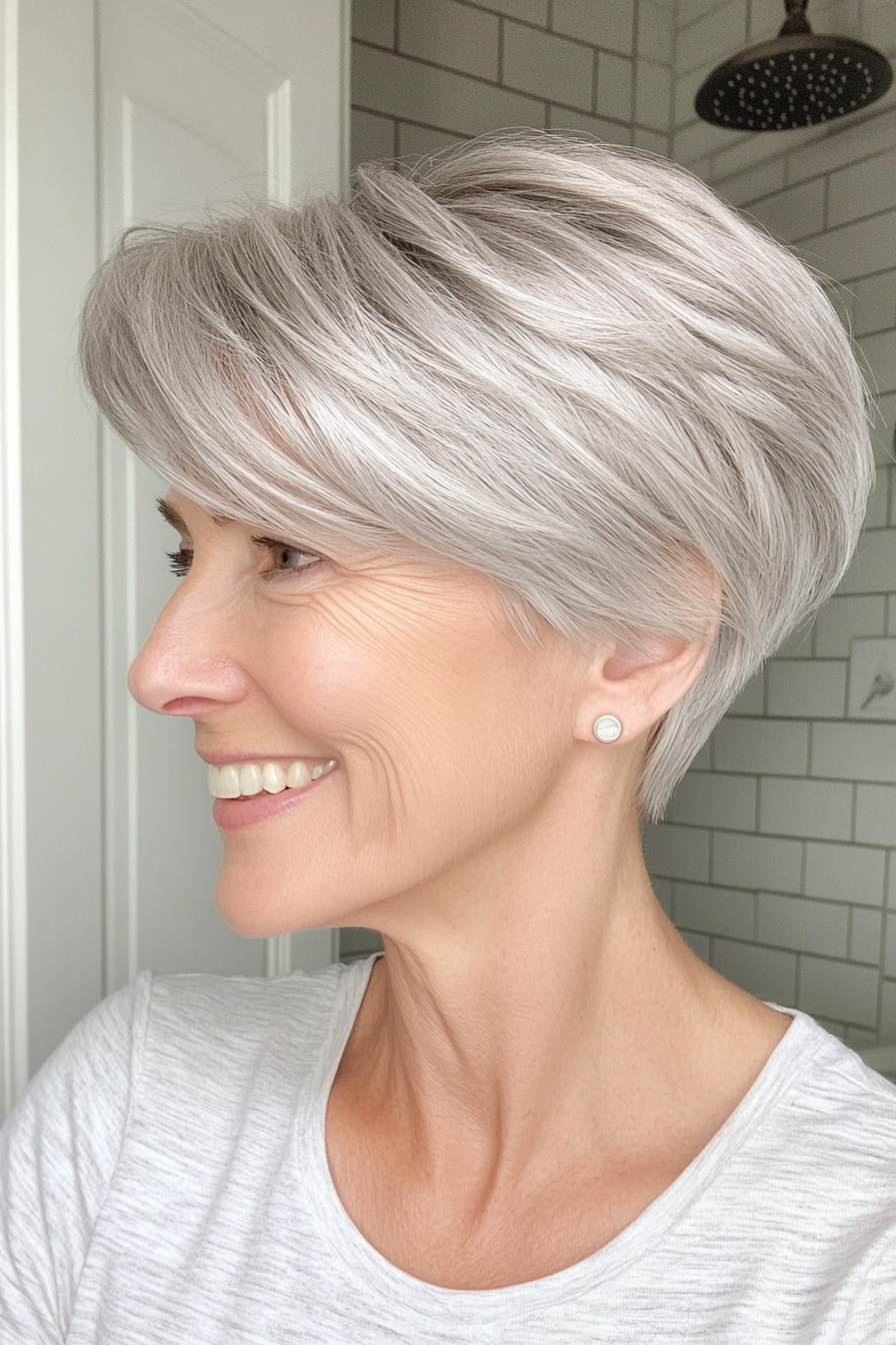 1. Soft Silver Pixie with Layers (Pixie Haircuts For Women Over 60) - Pixie Haircuts For Women Over 60