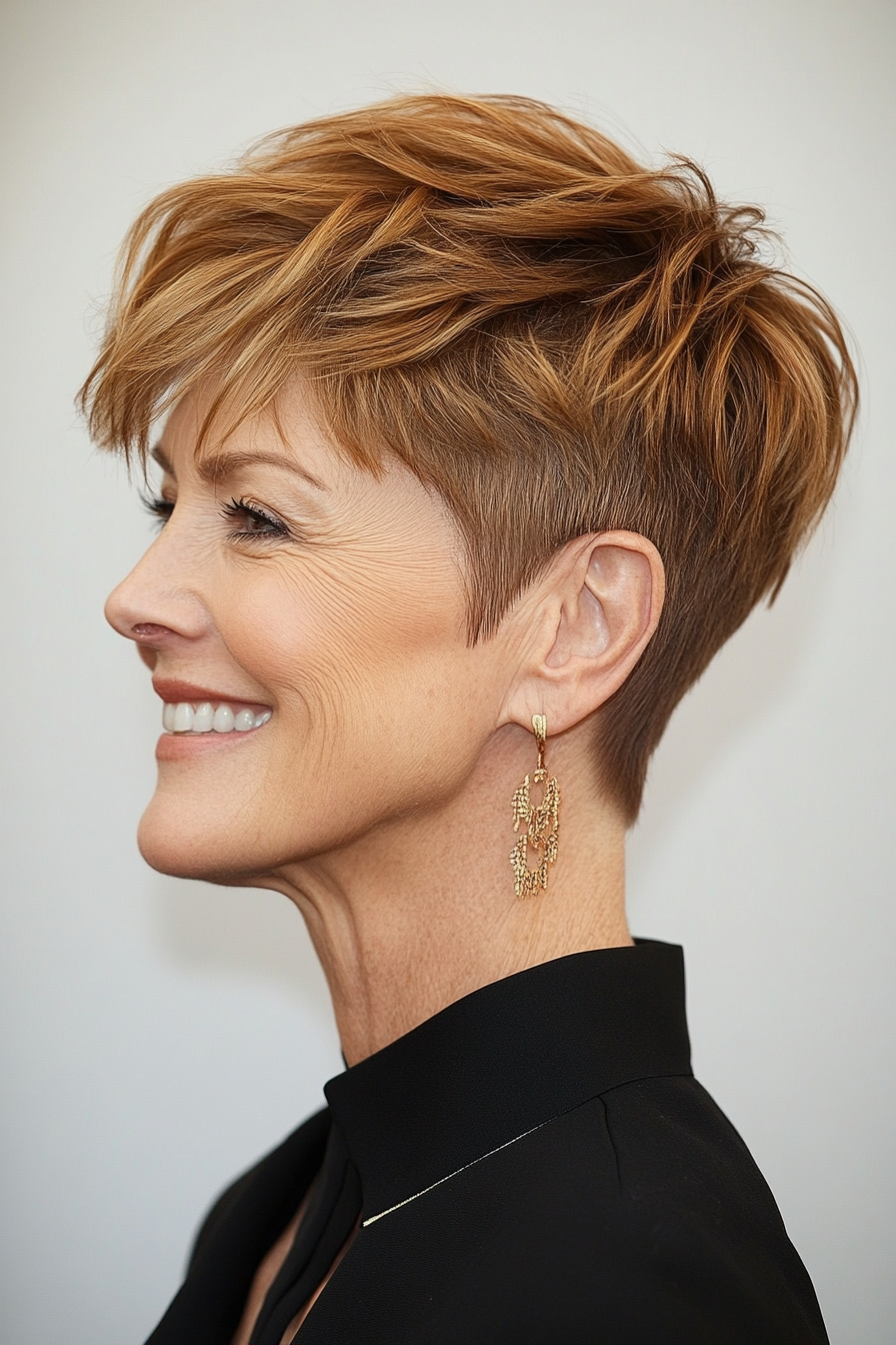2. Golden Brunette Pixie Cut (Pixie Haircuts For Women Over 60) - Pixie Haircuts For Women Over 60