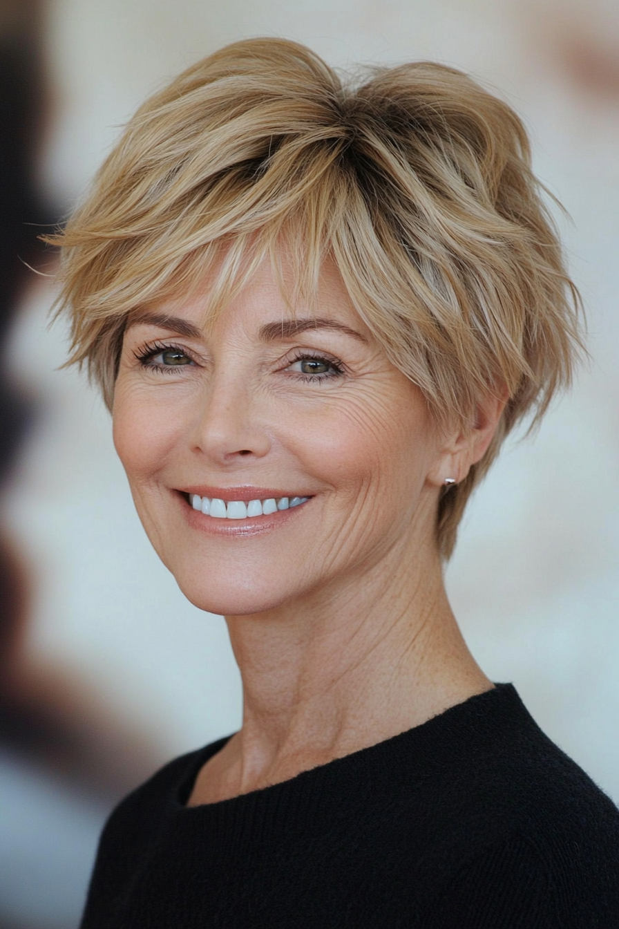 8. Honey Blonde Textured Pixie (Pixie Haircuts For Women Over 60) - Pixie Haircuts For Women Over 60