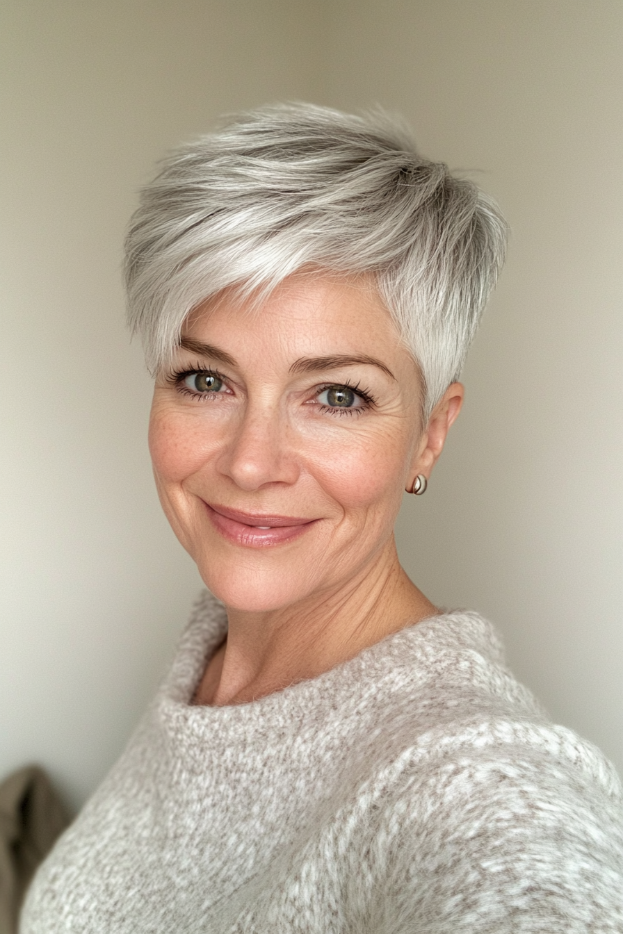 9. Silver Platinum Cropped Pixie (Pixie Haircuts For Women Over 60) - Pixie Haircuts For Women Over 60