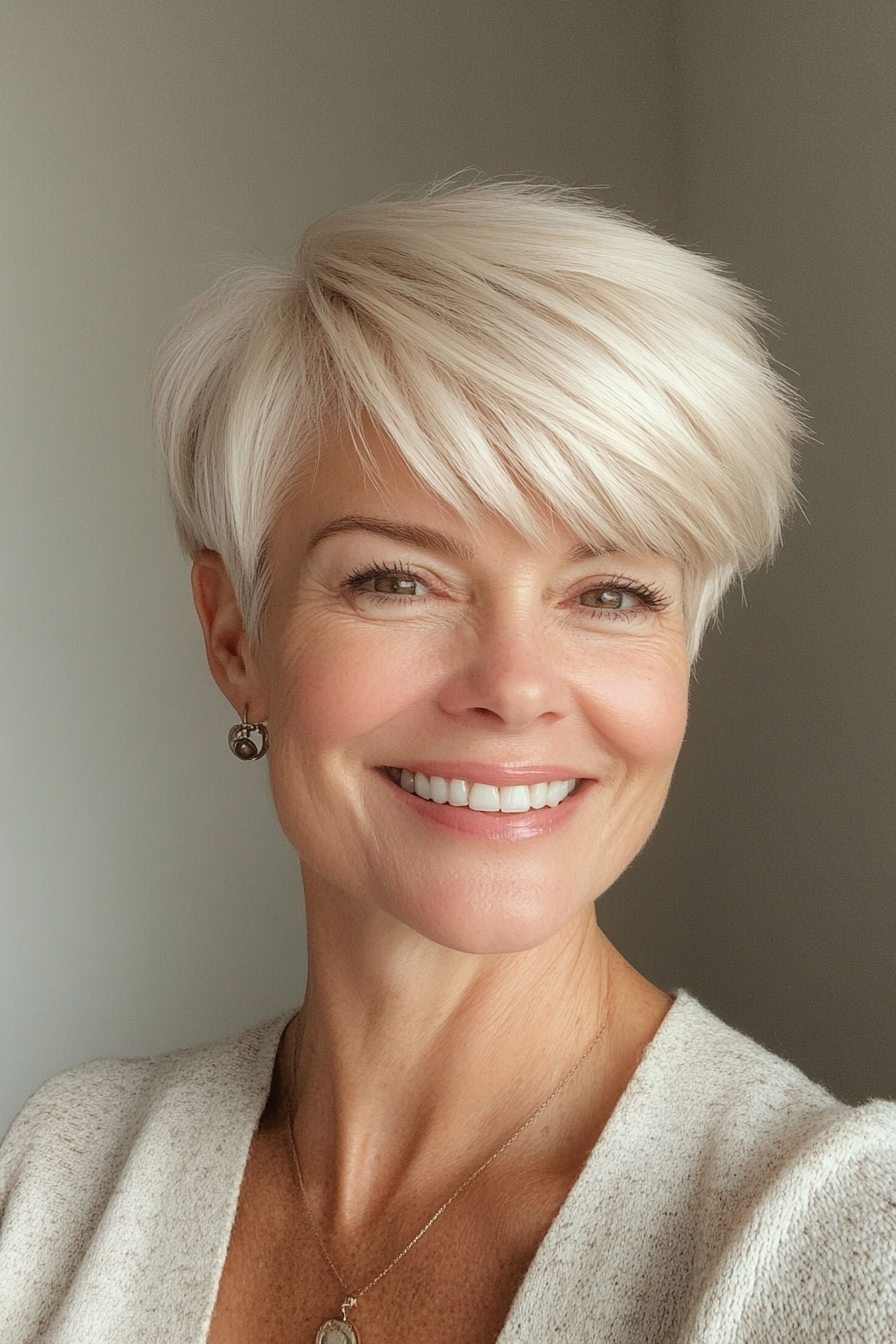 23. Platinum Blonde Classic Pixie (Pixie Haircuts For Women Over 60) - Pixie Haircuts For Women Over 60