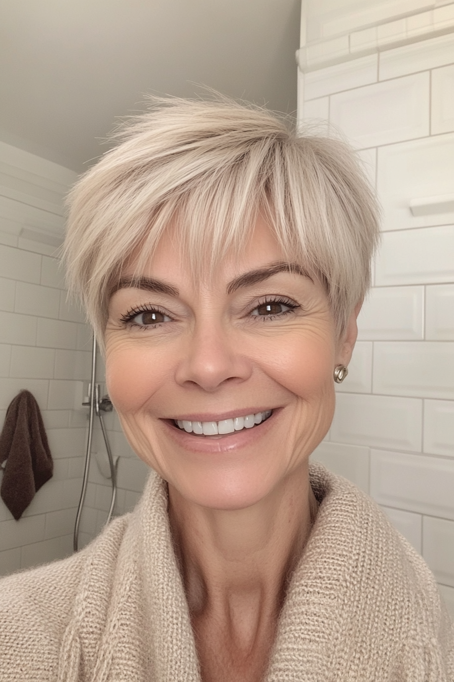 25. Soft Beige Blonde Feathered Pixie (Pixie Haircuts For Women Over 60) - Pixie Haircuts For Women Over 60
