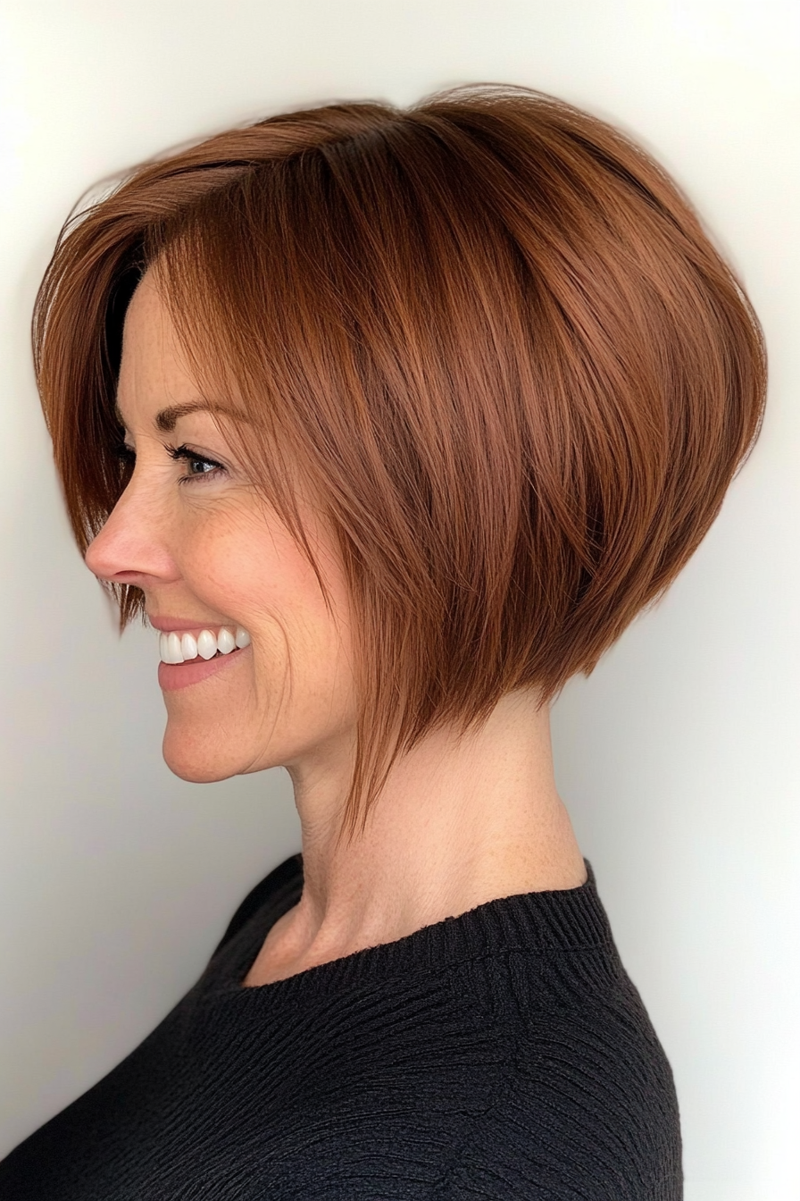 4. Angled Bob in Rich Chestnut (Short Hairstyles For Older Women With Fine Hair) - Short Hairstyles For Older Women With Fine Hair