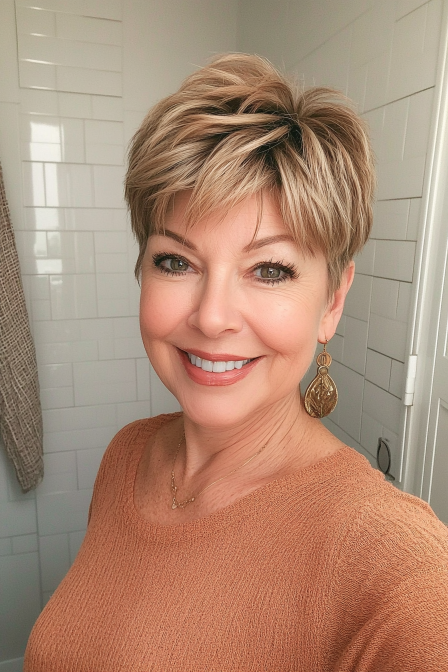 18. Textured Crop in Soft Cinnamon (Short Hairstyles For Older Women With Fine Hair) - Short Hairstyles For Older Women With Fine Hair