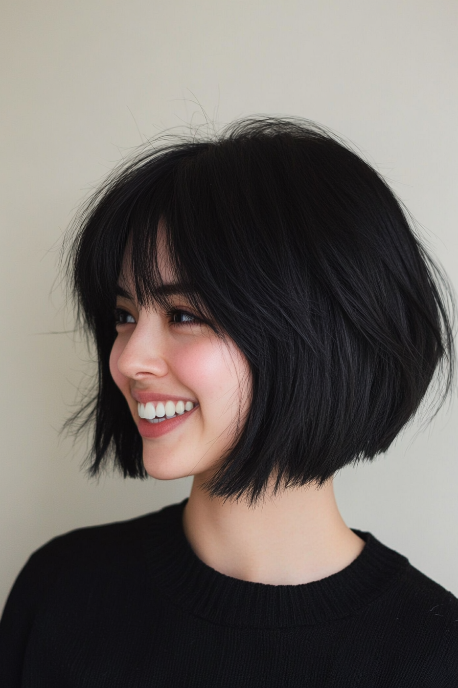11. Choppy Bob with Micro Bangs in Jet Black (Spring Haircuts) - Spring Haircuts