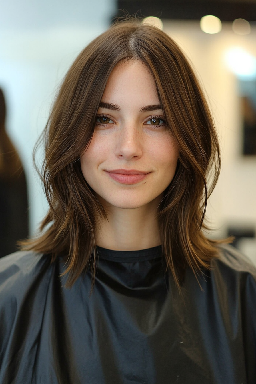 12. Sleek Long Bob with a Center Part in Soft Brown (Spring Haircuts) - Spring Haircuts