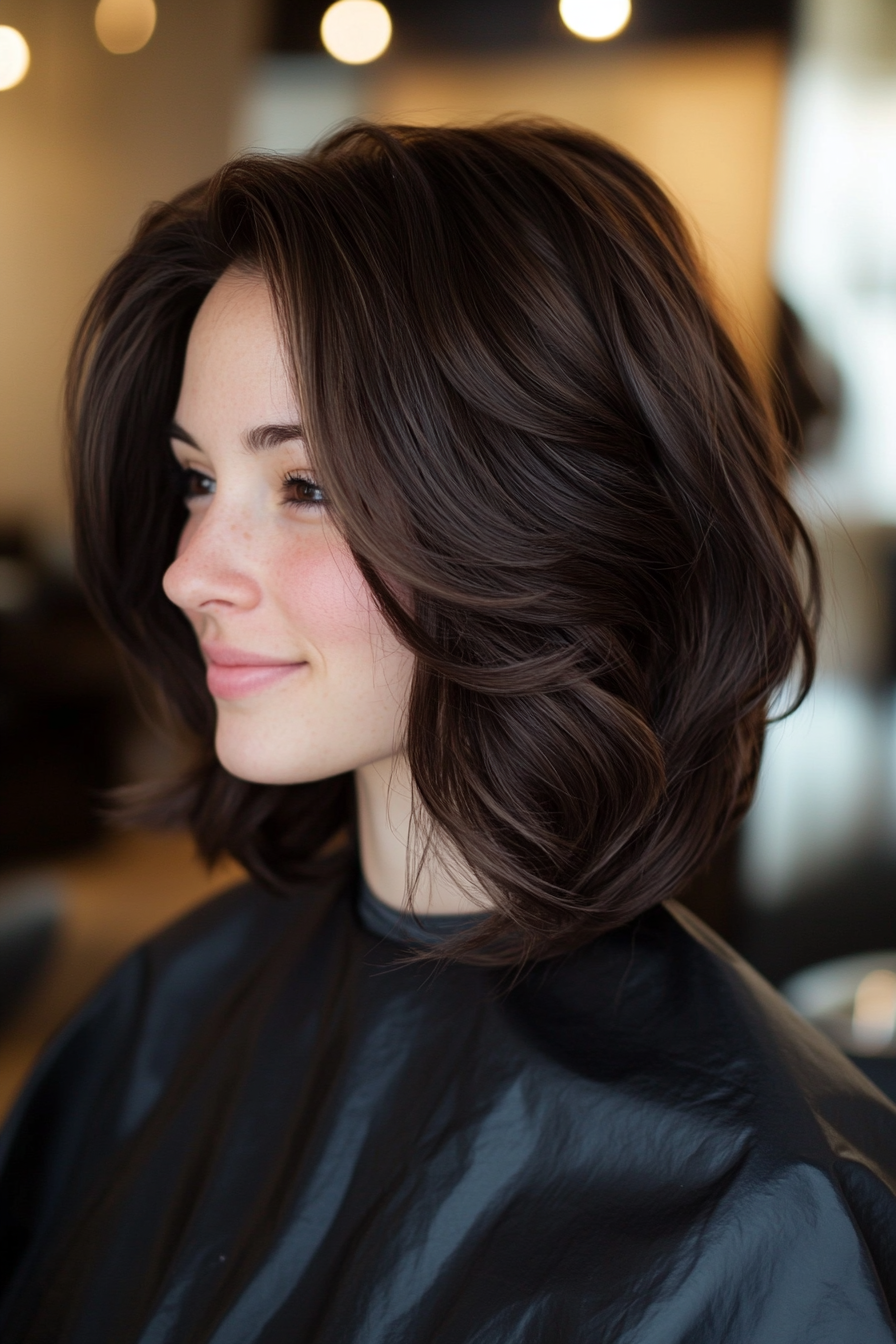 13. Rounded Layered Cut in Dark Chocolate (Spring Haircuts) - Spring Haircuts