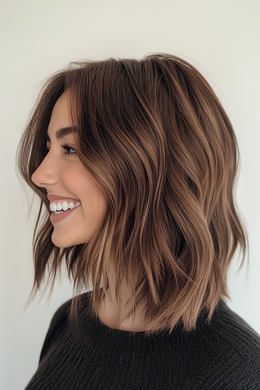19. Mid-Length Razored Cut in Smoky Brown (Spring Haircuts) - Spring Haircuts