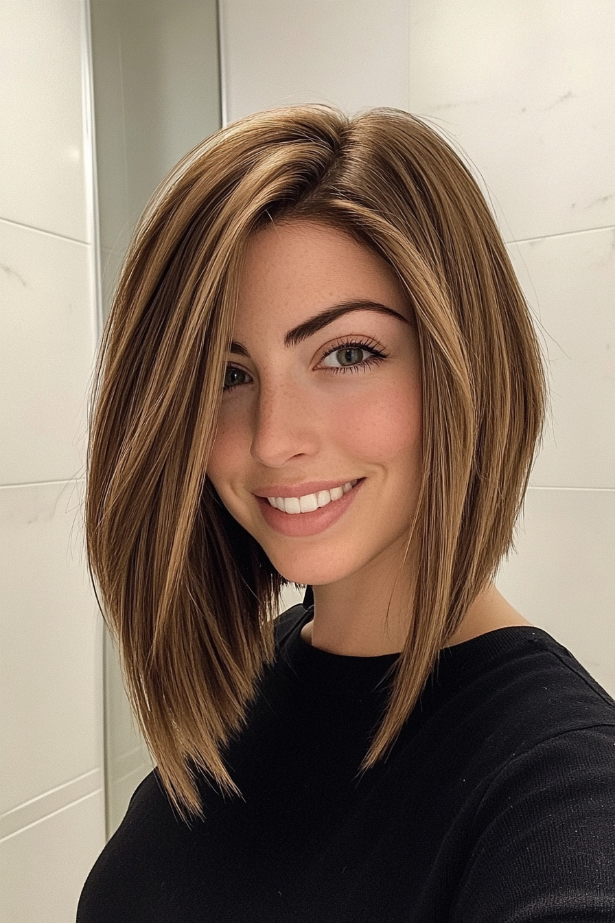 20. Angled Lob in Honey Brown (Spring Haircuts) - Spring Haircuts