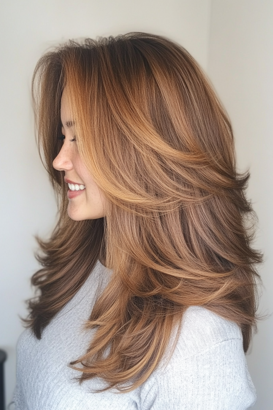 27. Voluminous Shoulder-Length Layers in Maple Brown (Spring Haircuts) - Spring Haircuts