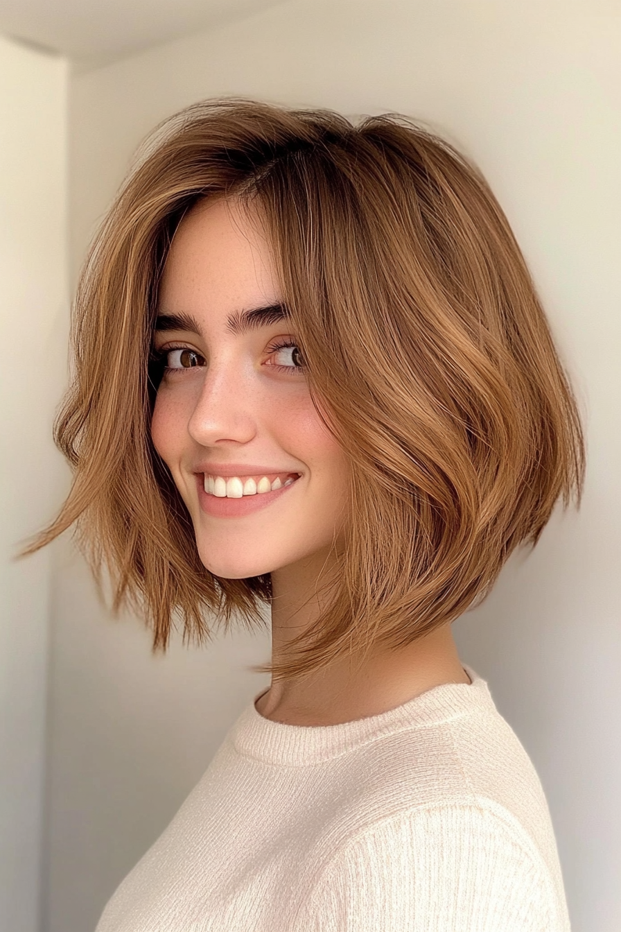 1. Feathered Collarbone Bob in Warm Chestnut (Spring Haircuts) - Spring Haircuts