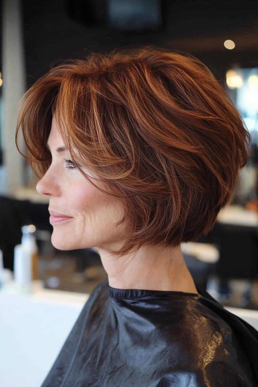 19. Classic French Bob in Rich Chestnut Brown (Bob Hairstyles For Women Over 60) - Bob Hairstyles For Women Over 60