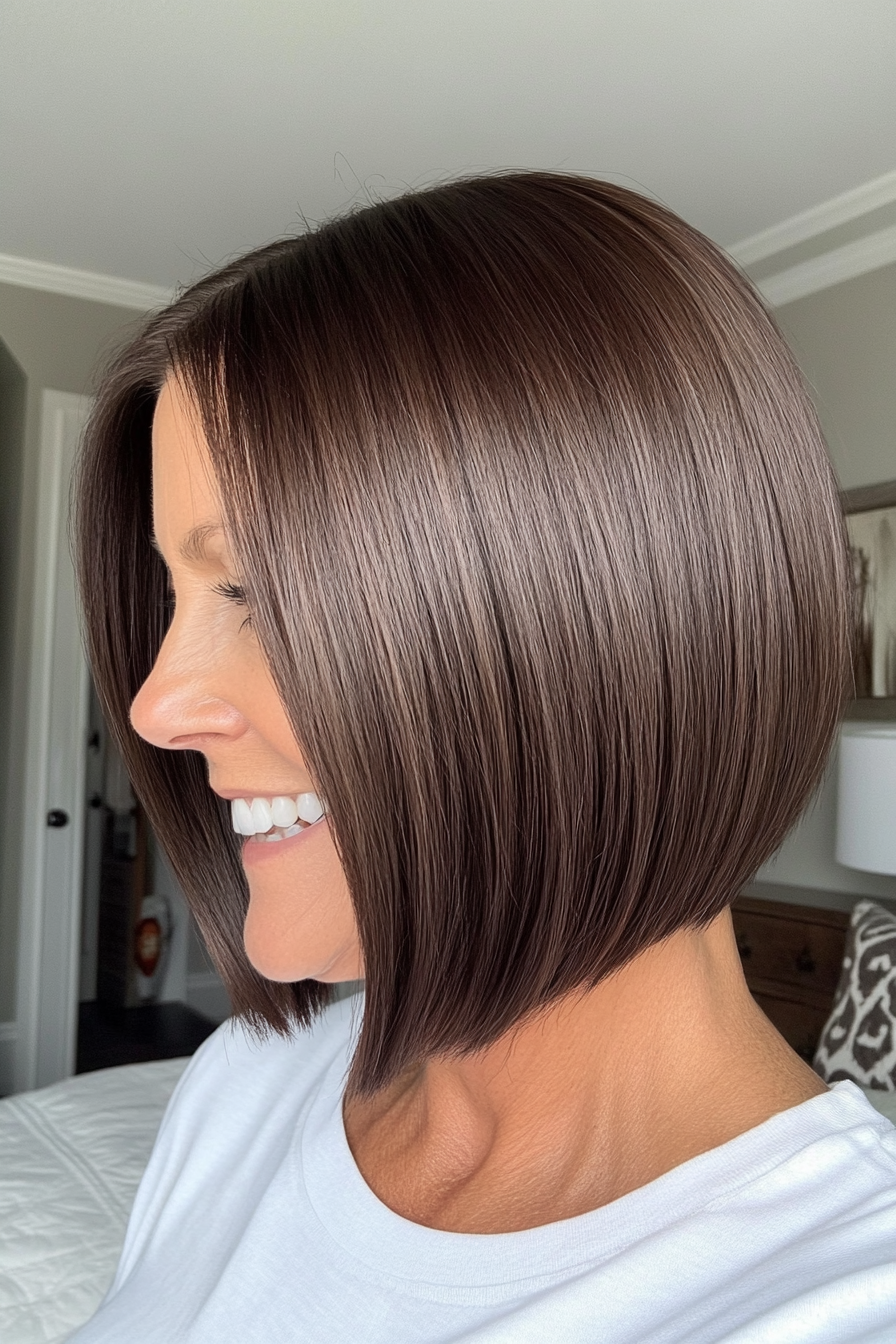 21. Neck-Length Blunt Bob in Dark Espresso Brown (Bob Hairstyles For Women Over 60) - Bob Hairstyles For Women Over 60